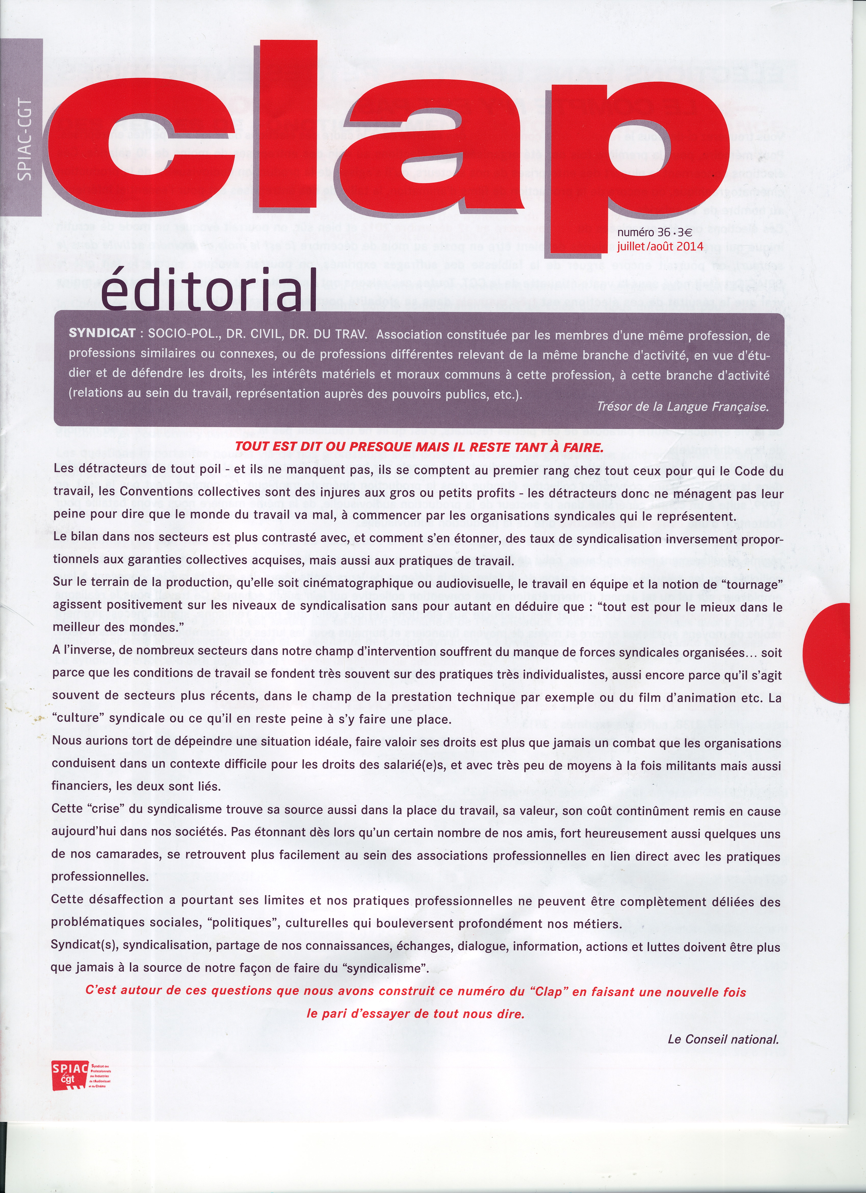 Clap, publication périodique du SPIAC cgt